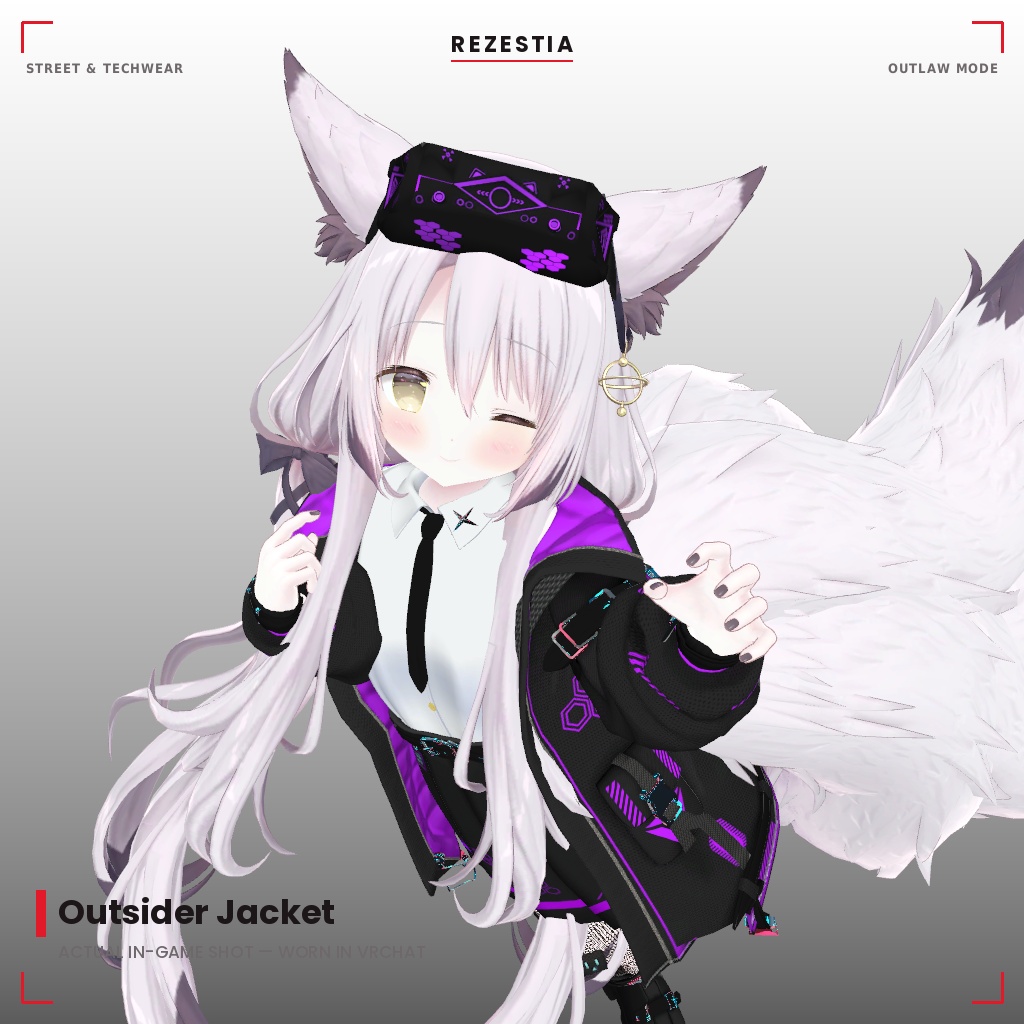 Outsider Jacket - テックウェア系衣装【20アバター対応・VRChat向け3Dモデル】