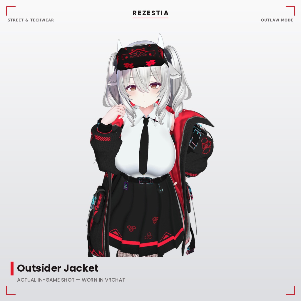 Outsider Jacket - テックウェア系衣装【20アバター対応・VRChat向け3Dモデル】