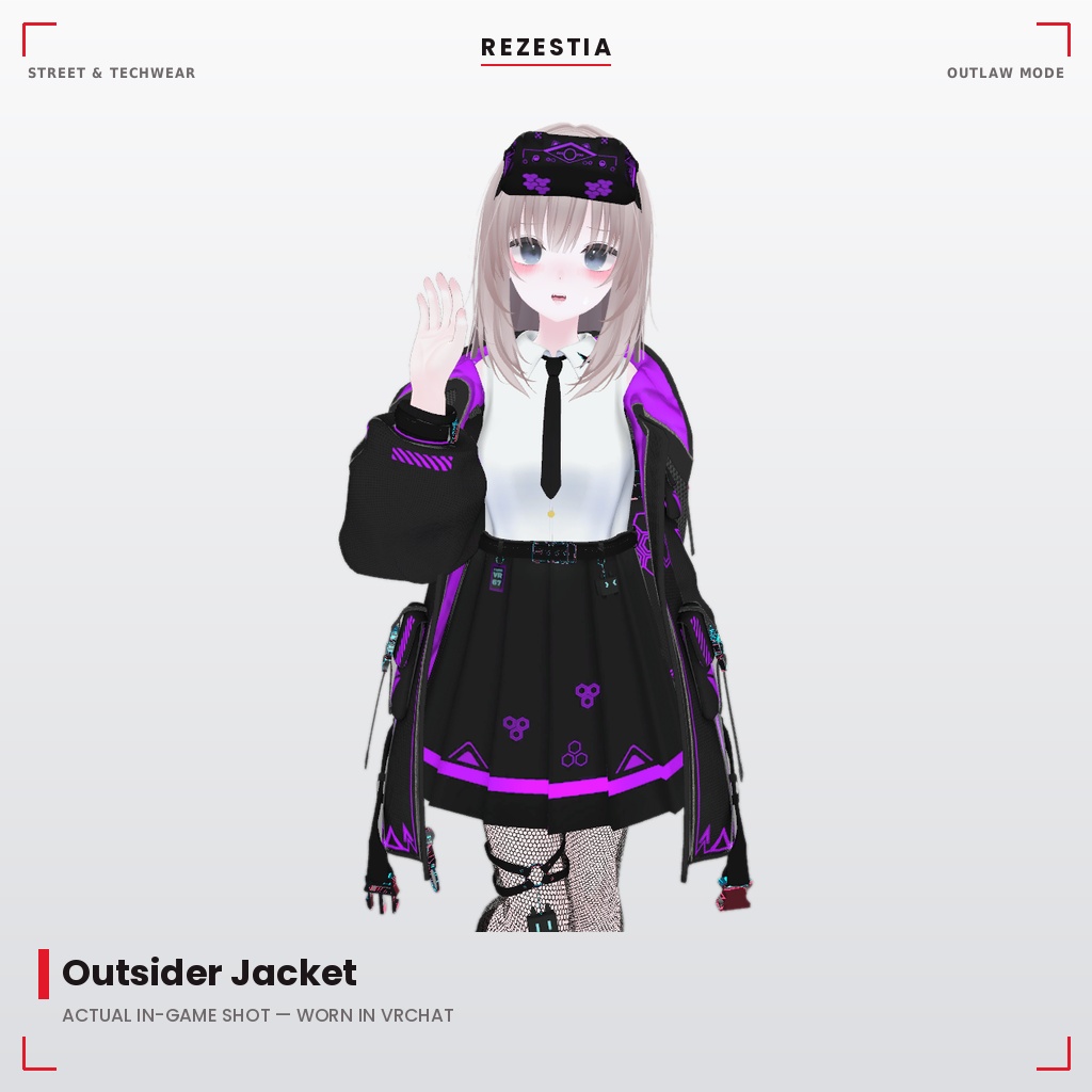Outsider Jacket - テックウェア系衣装【20アバター対応・VRChat向け3Dモデル】