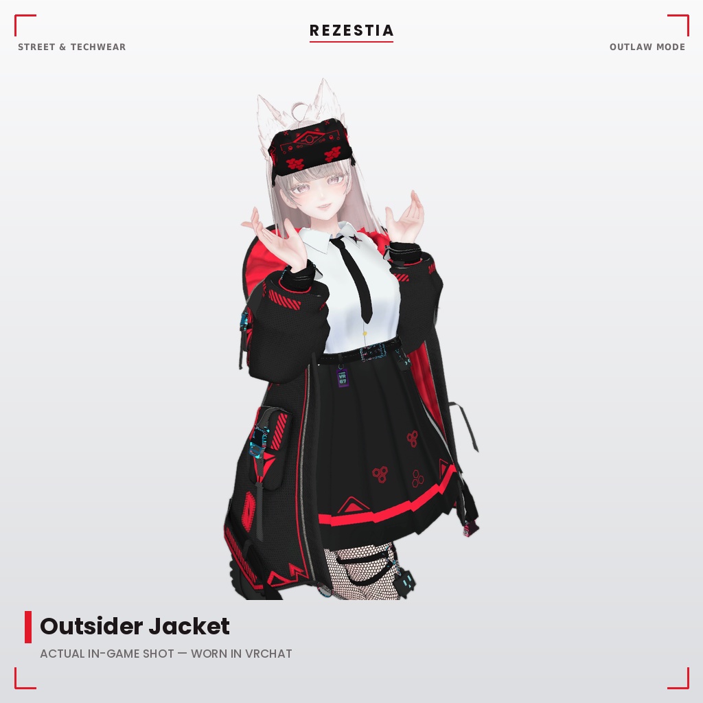 Outsider Jacket - テックウェア系衣装【20アバター対応・VRChat向け3Dモデル】