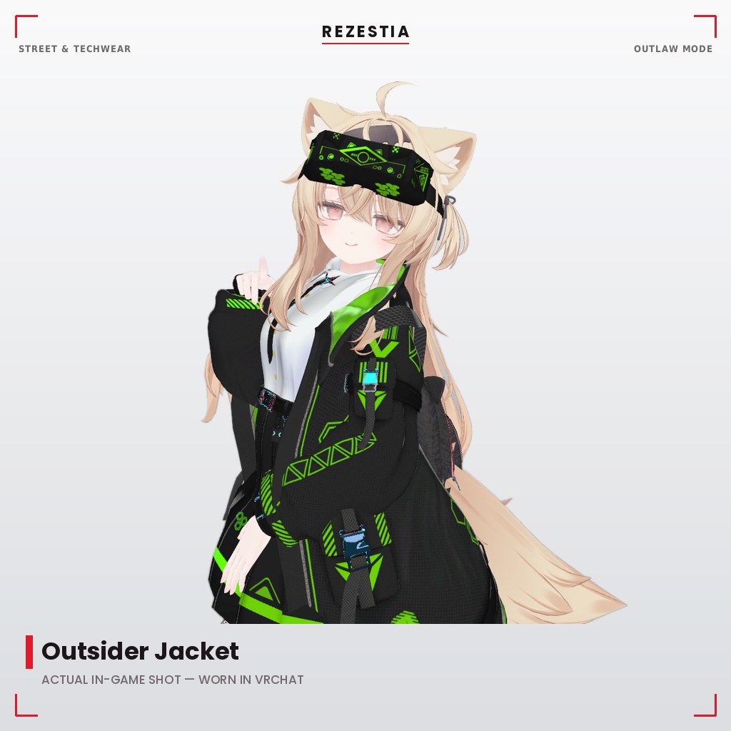 Outsider Jacket - テックウェア系衣装【20アバター対応・VRChat向け3Dモデル】