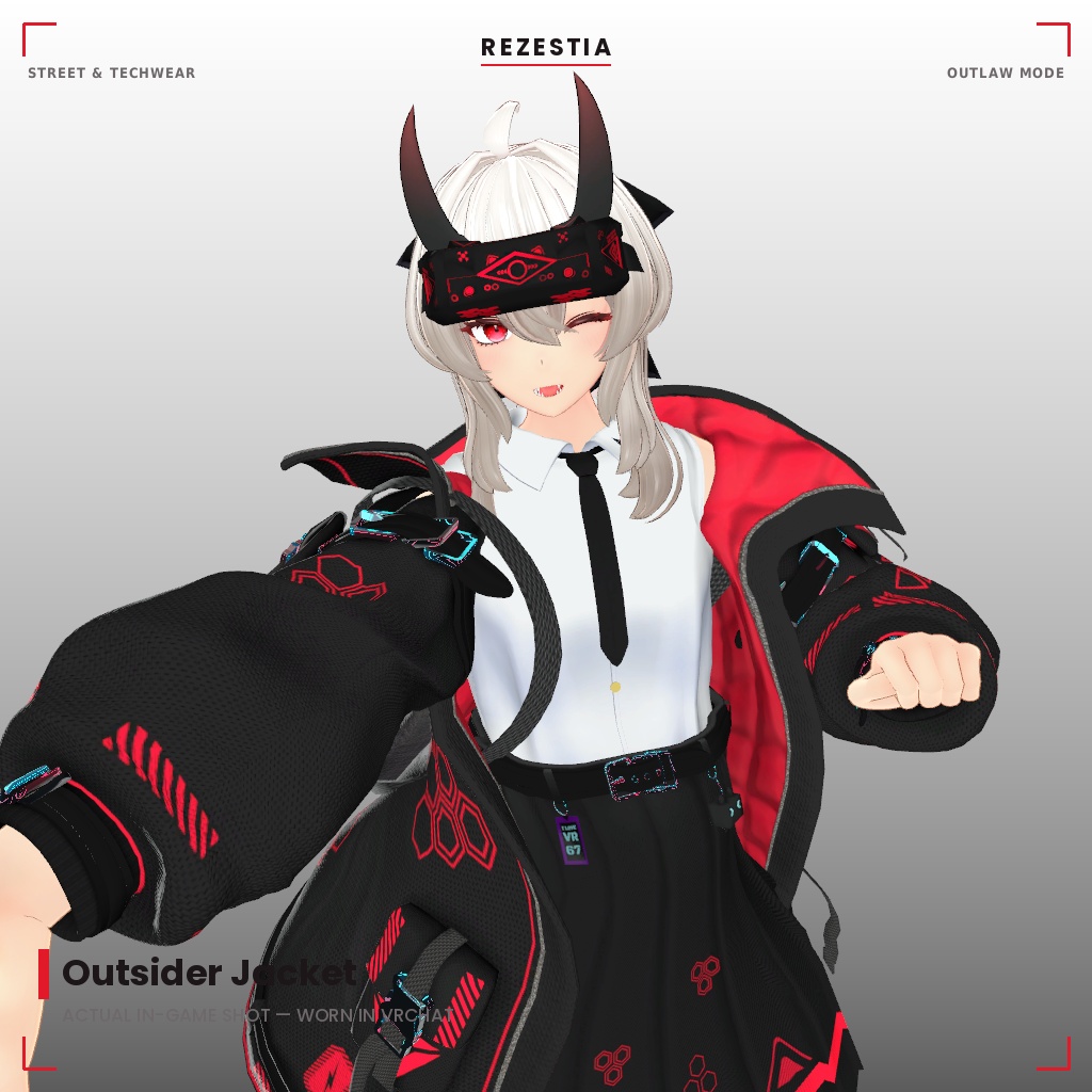 Outsider Jacket - テックウェア系衣装【20アバター対応・VRChat向け3Dモデル】