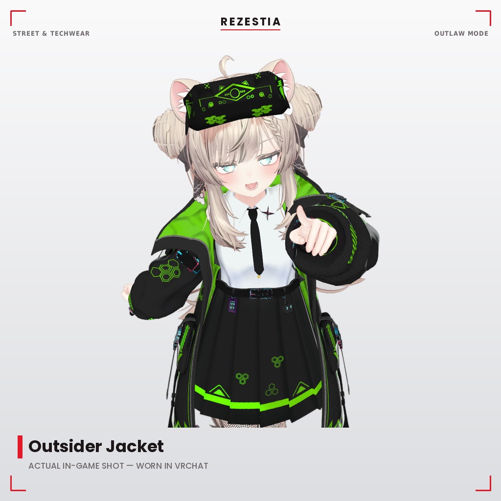 Outsider Jacket - テックウェア系衣装【20アバター対応・VRChat向け3Dモデル】