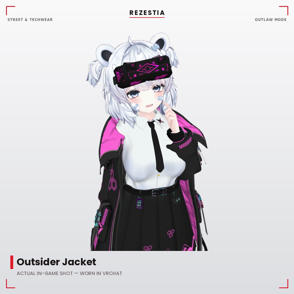 Outsider Jacket - テックウェア系衣装【20アバター対応・VRChat向け3Dモデル】