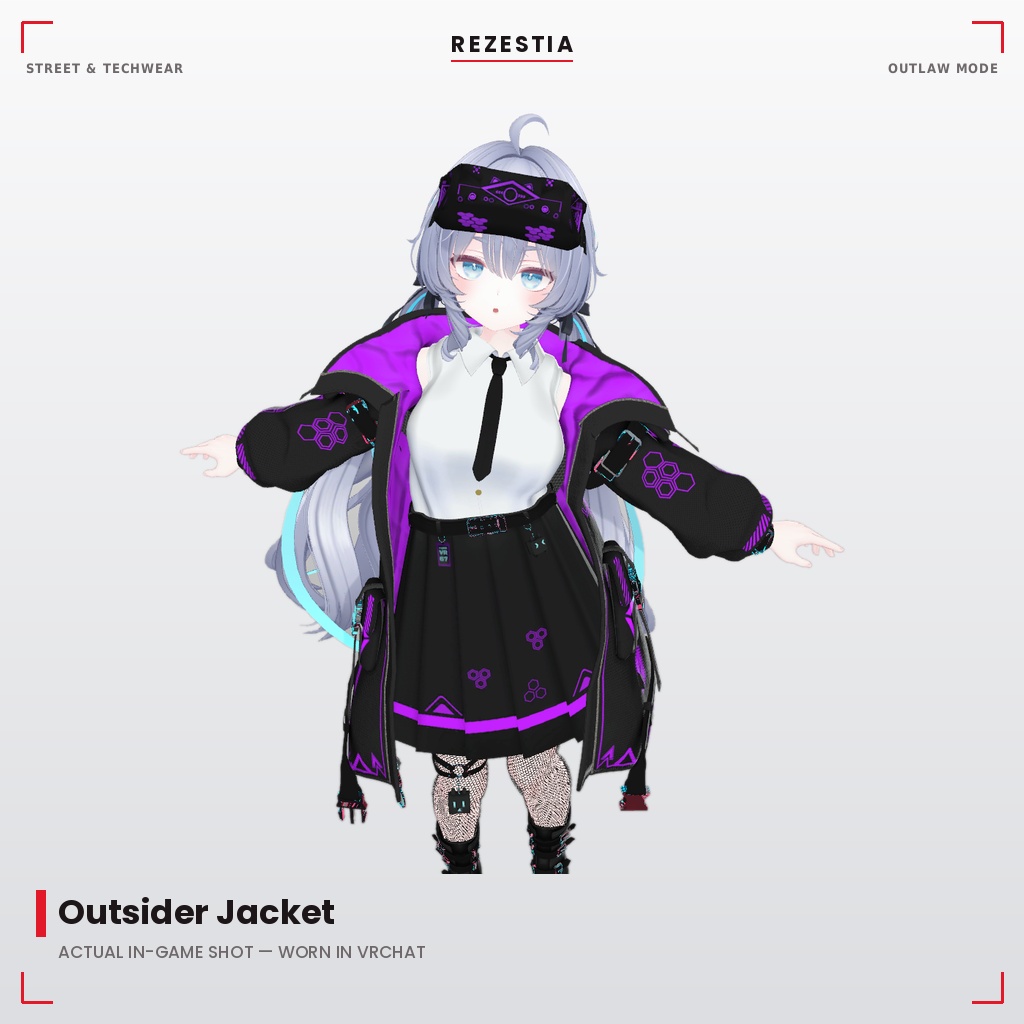 Outsider Jacket - テックウェア系衣装【20アバター対応・VRChat向け3Dモデル】