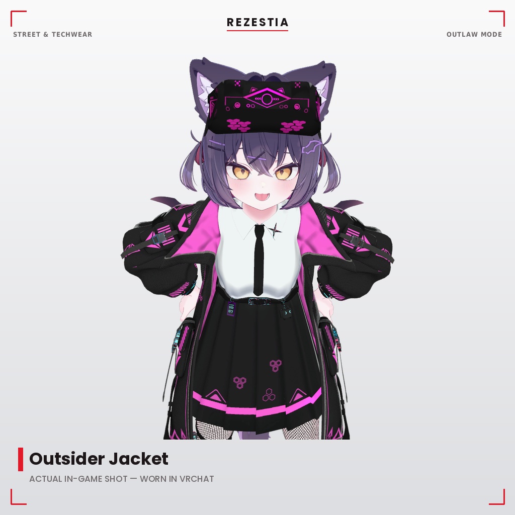 Outsider Jacket - テックウェア系衣装【20アバター対応・VRChat向け3Dモデル】