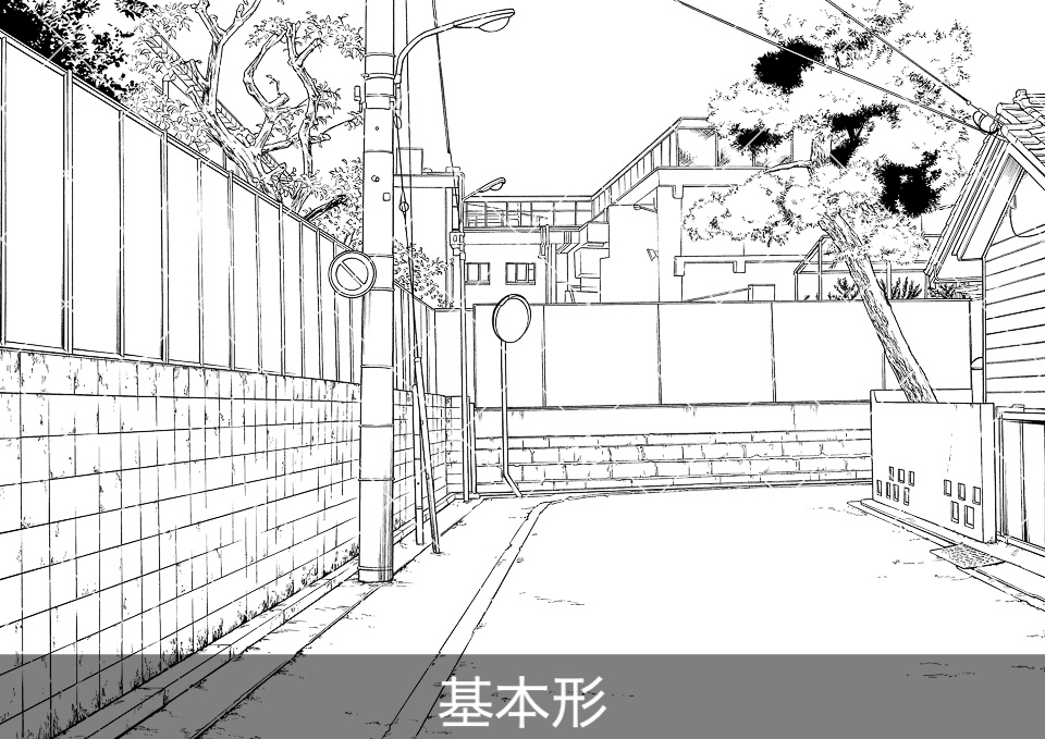 住宅街の通り(モブ付き)