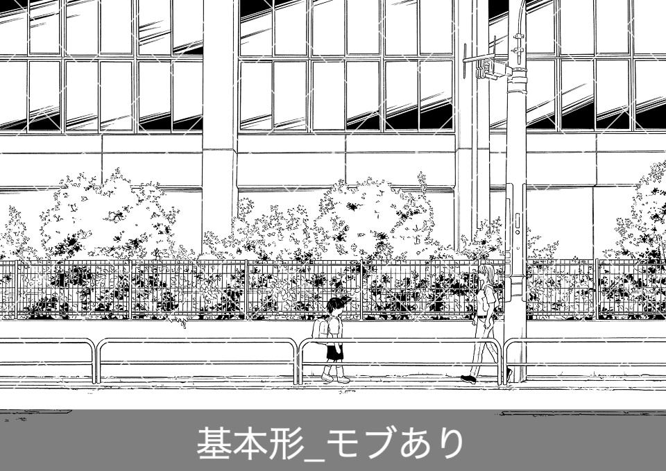 住宅街の通り2(モブ付き)