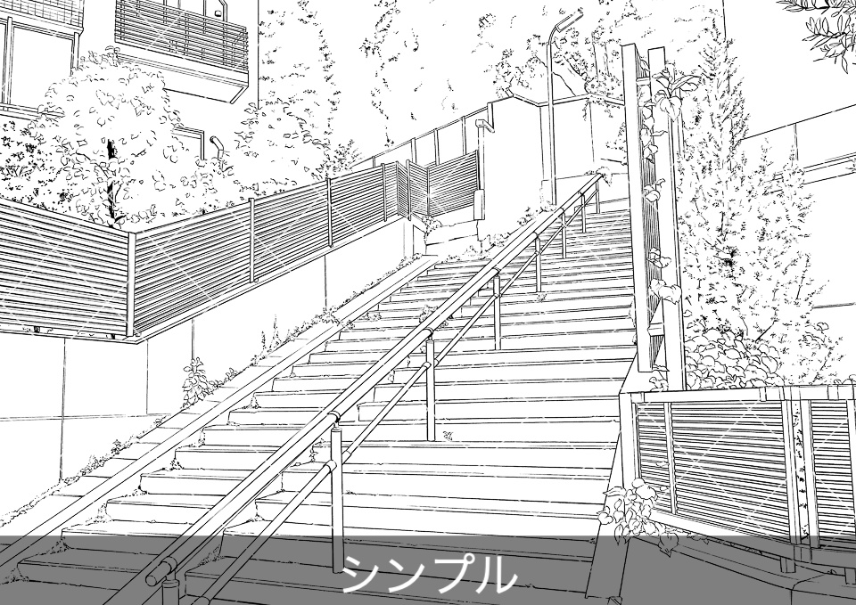 住宅街の階段(モブ付き)