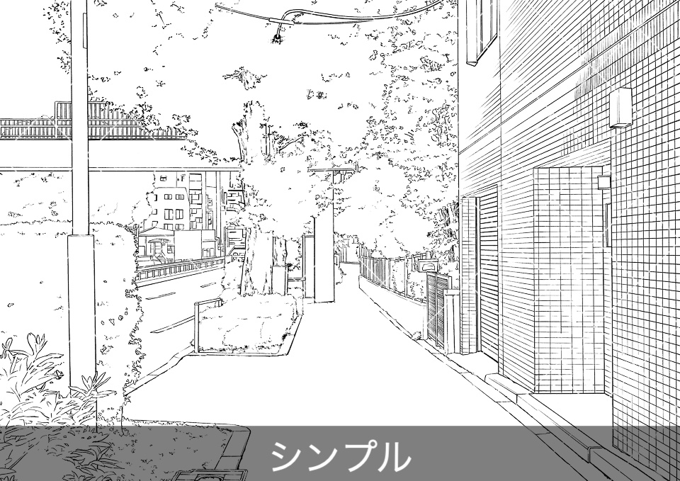 住宅街の大通り(モブ付き)