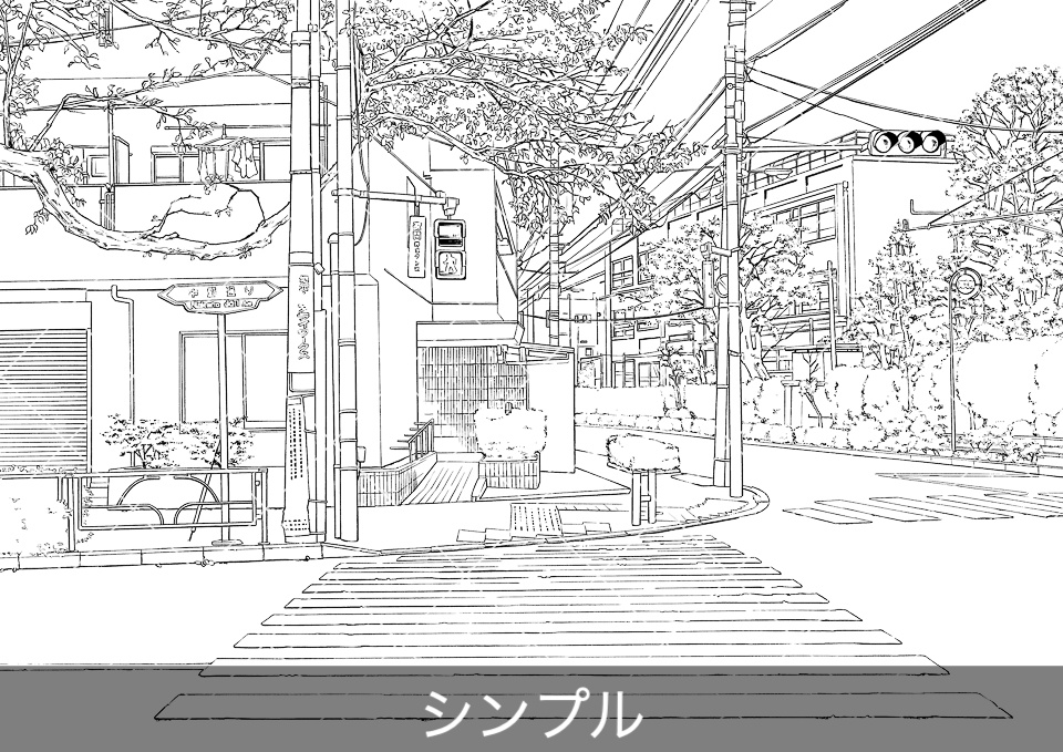 住宅街の横断歩道(モブ付き)