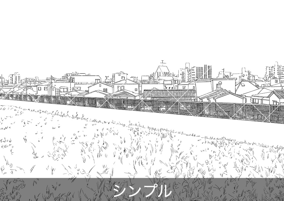 河川敷の土手道(モブ付き)