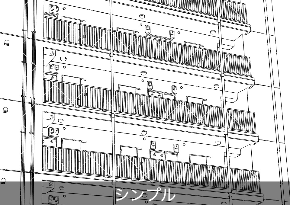 マンション外廊下(アタリ付き)