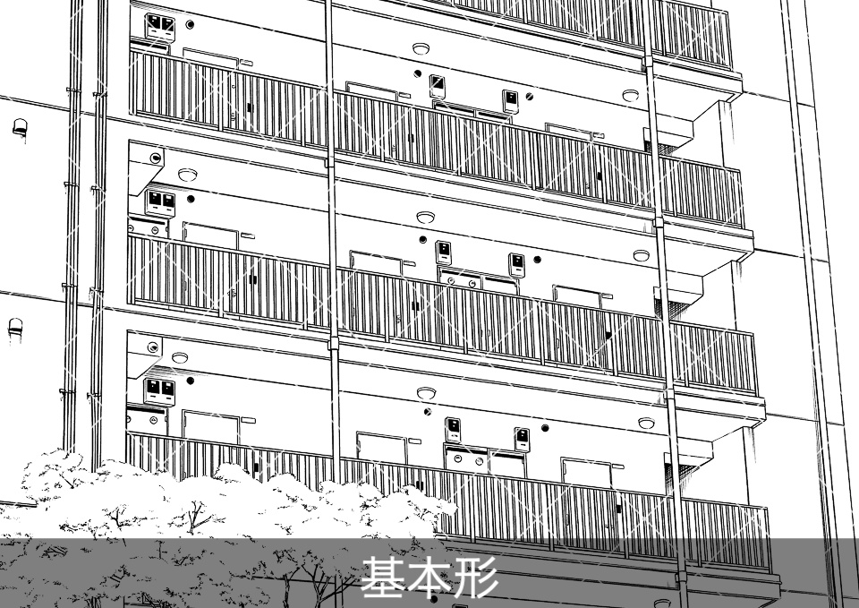 マンション外廊下(アタリ付き)