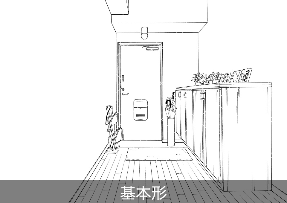 マンション玄関(アタリ付き)