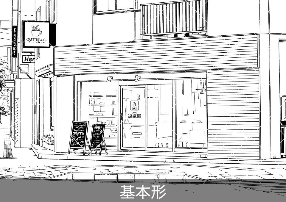 カフェ外観(モブ付き)