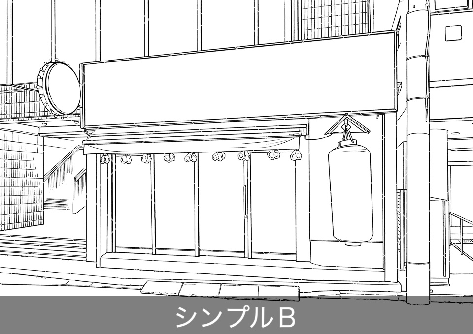 ラーメン屋の外観(モブ付き)