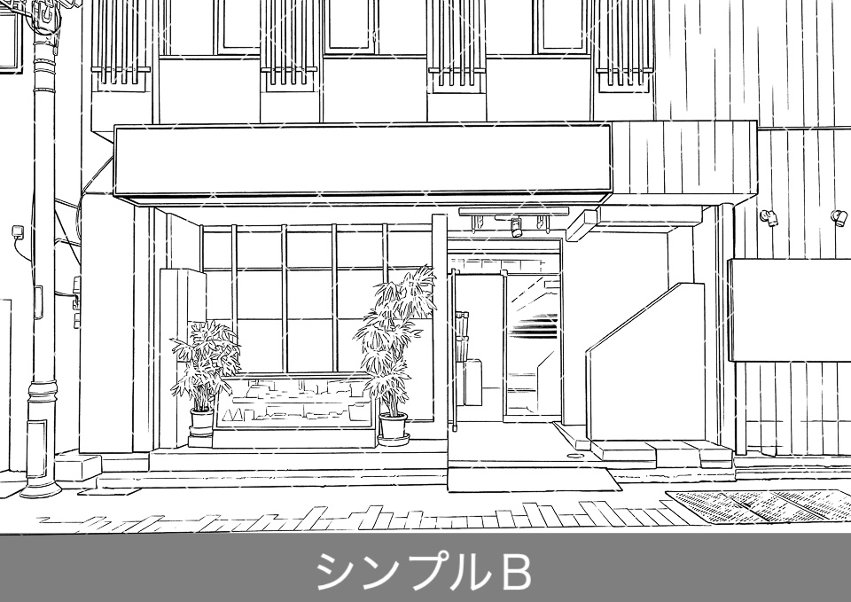 喫茶店の外観(モブ付き)