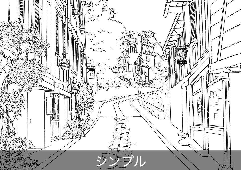 ヨーロッパ・旧市街の通り3(モブ付き)