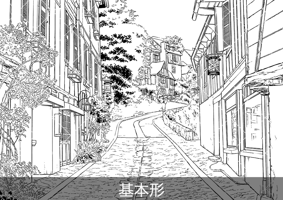 ヨーロッパ・旧市街の通り3(モブ付き)