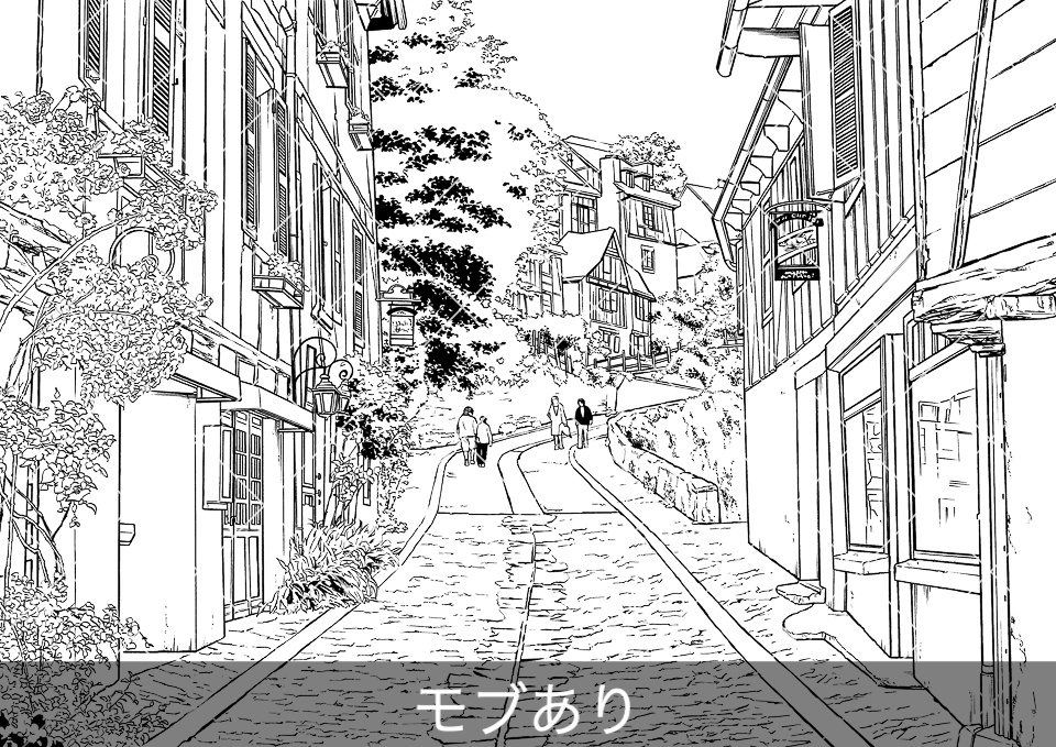 ヨーロッパ・旧市街の通り3(モブ付き)