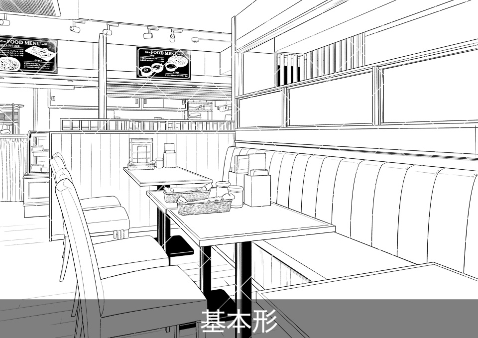 ファミリーレストラン店内2(アタリ付き)