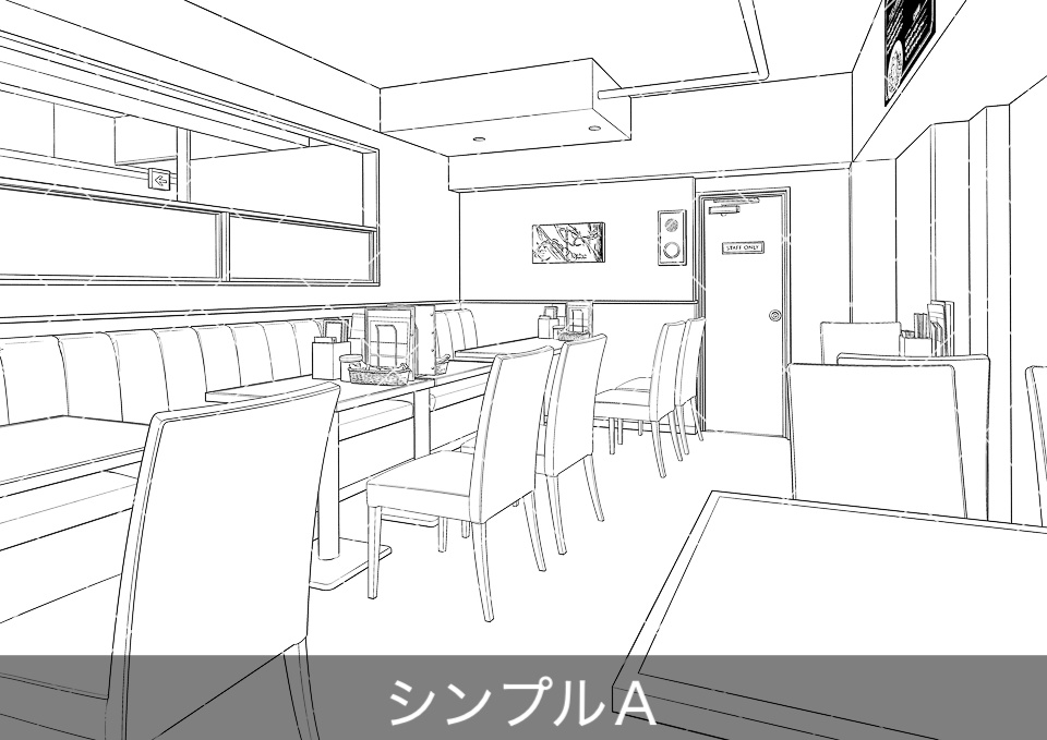 ファミリーレストラン店内(アタリ付き)