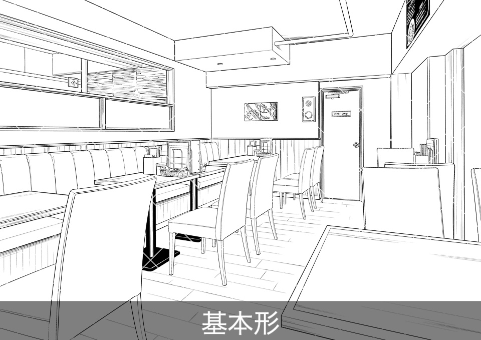 ファミリーレストラン店内(アタリ付き)