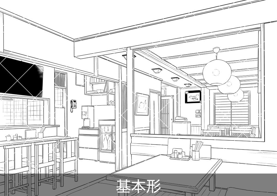 居酒屋の店内2(アタリ付き)