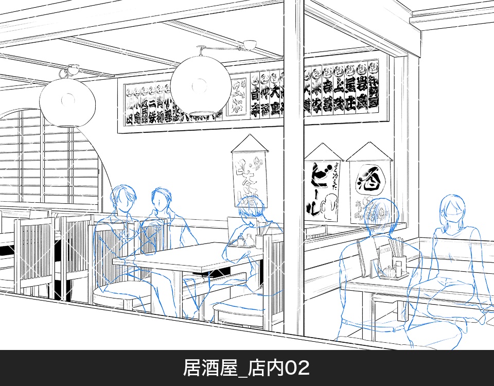 居酒屋の店内2(アタリ付き)