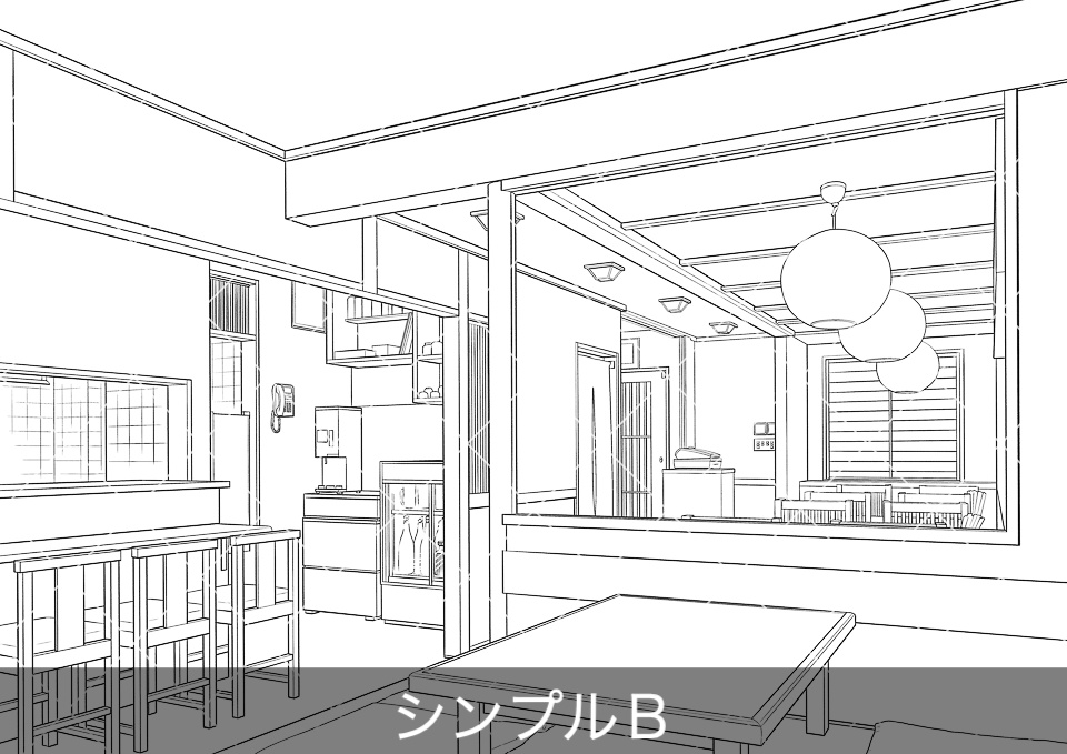 居酒屋の店内2(アタリ付き)