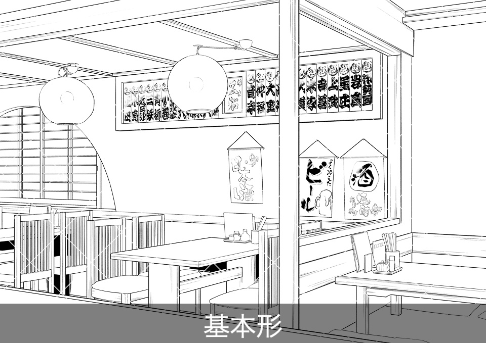 居酒屋の店内(アタリ付き)