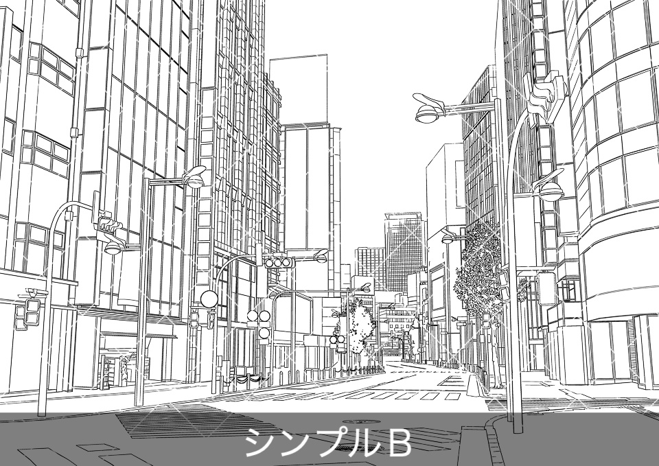 繁華街の大通り5(モブ付き)