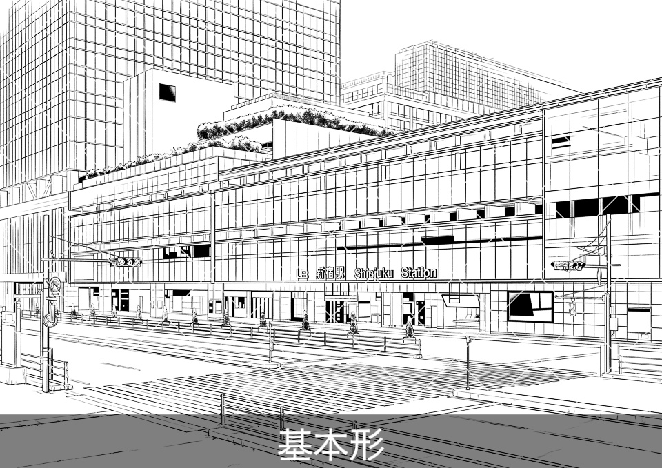 駅の外観3(モブ付き)