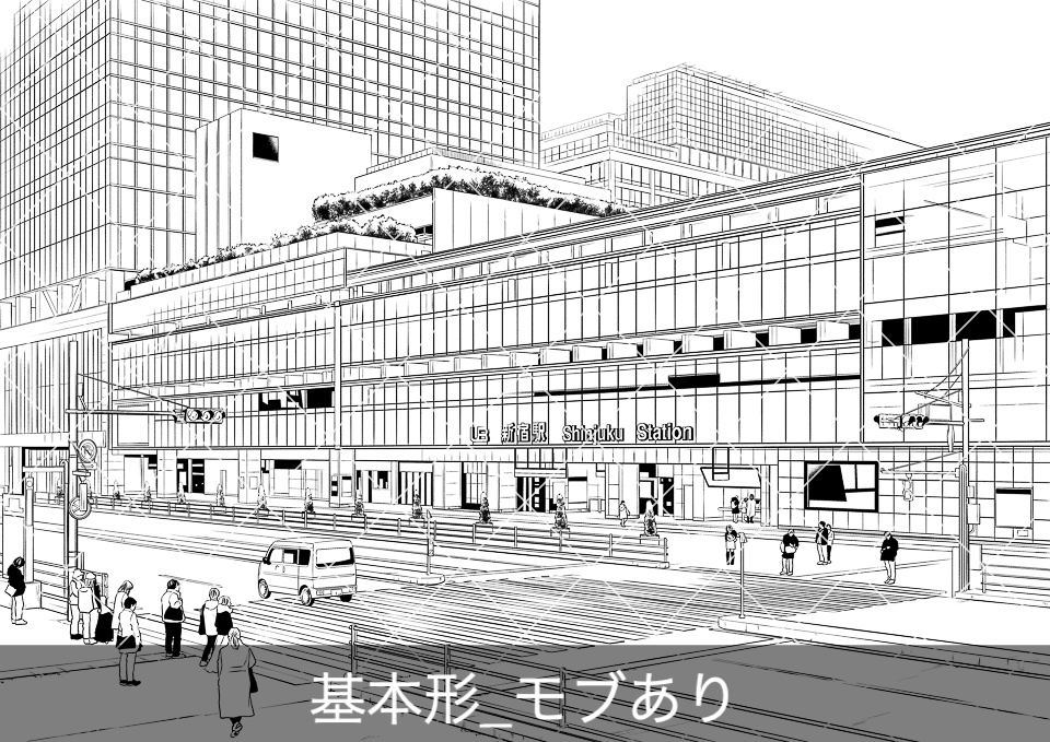 駅の外観3(モブ付き)