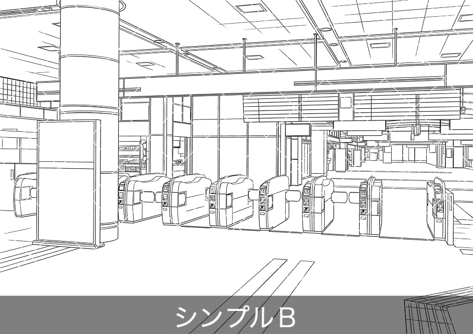 新幹線の改札口(モブ付き)