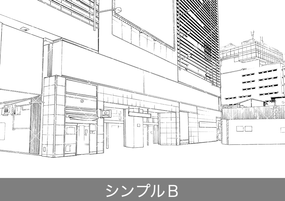 駅の外観(モブ付き)