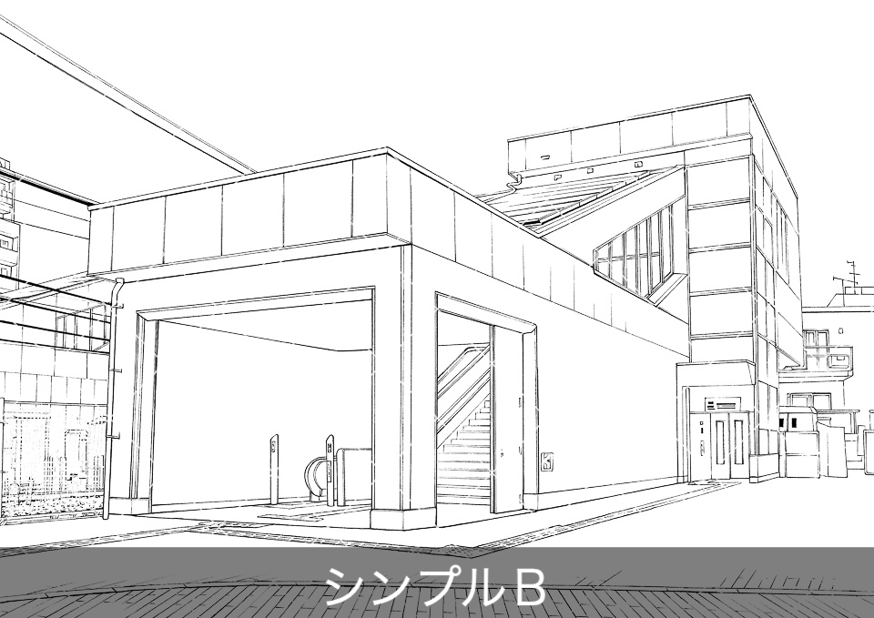 駅の外観2(モブ付き)