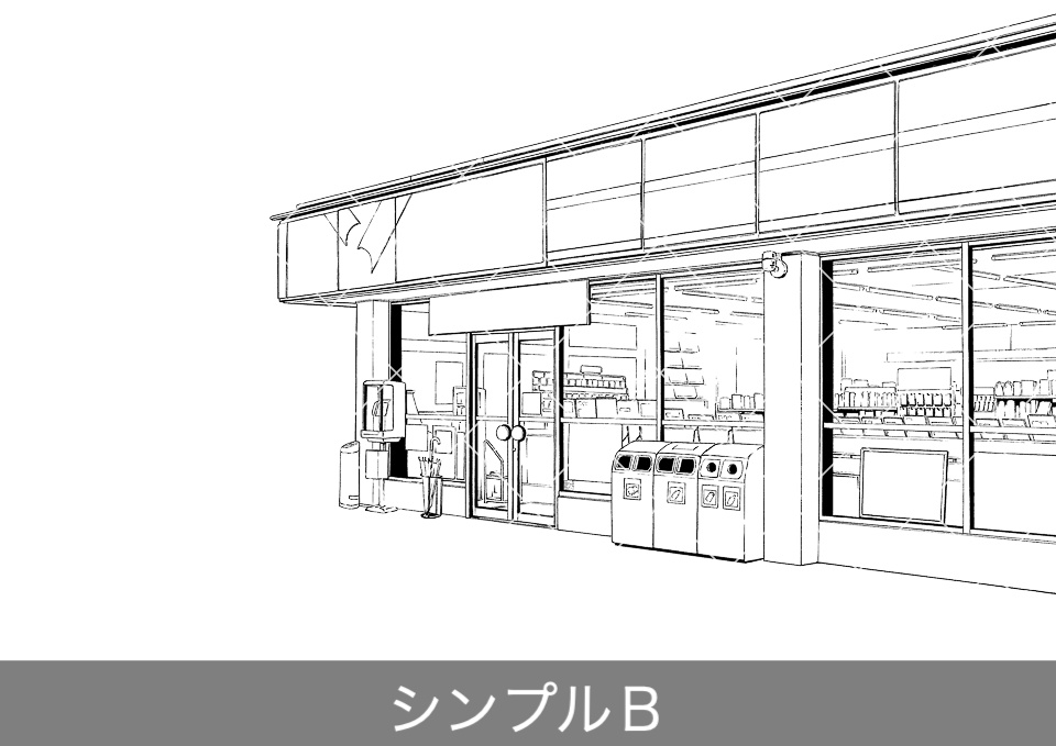 コンビニエンスストア外観(モブ付き)