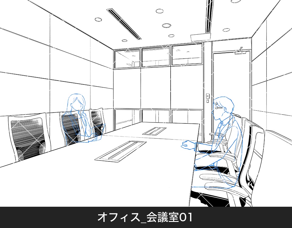 都会のオフィスセット1