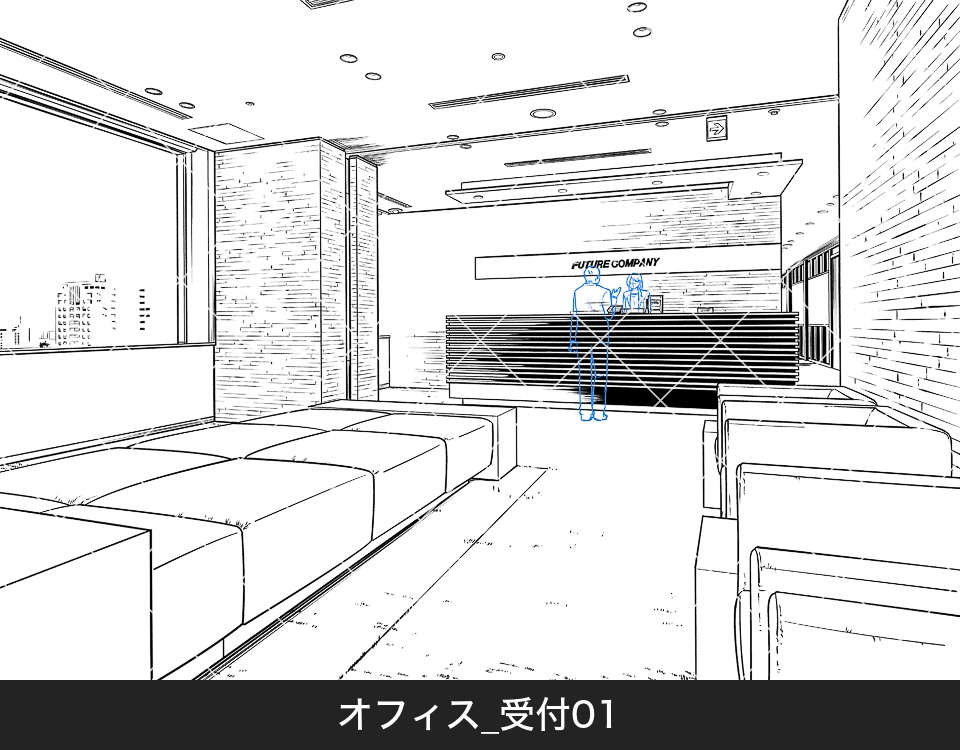 都会のオフィスセット1