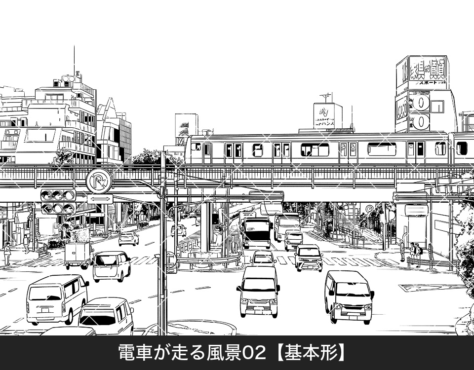 電車が走る風景2(モブ付き)