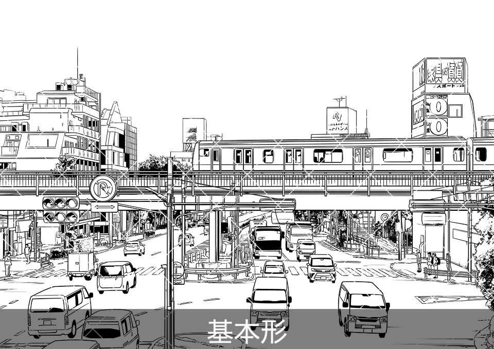 電車が走る風景2(モブ付き)