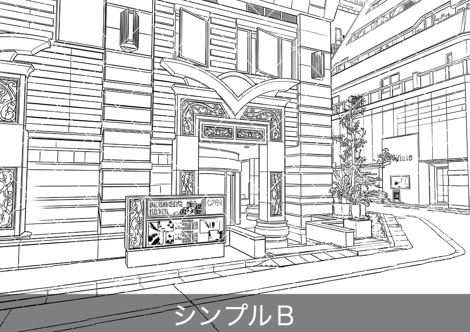 ラブホテル外観2(モブ付き)