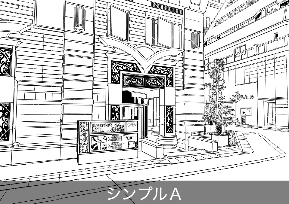 ラブホテル外観2(モブ付き)