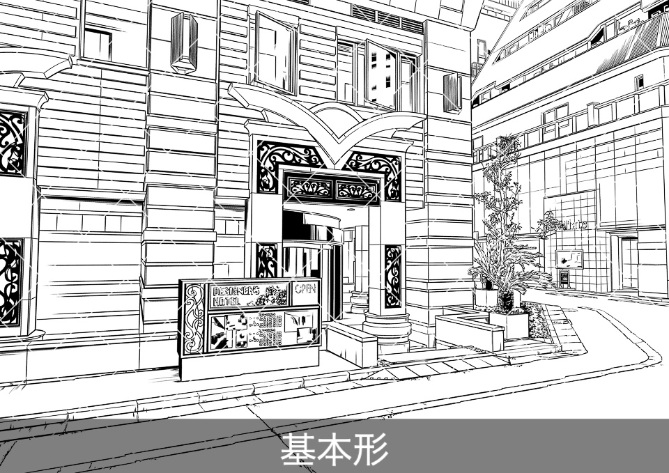 ラブホテル外観2(モブ付き)