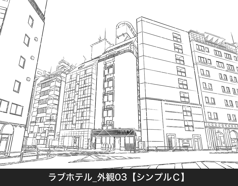 ラブホテル外観3(モブ付き)