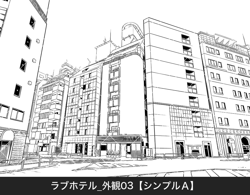 ラブホテル外観3(モブ付き)