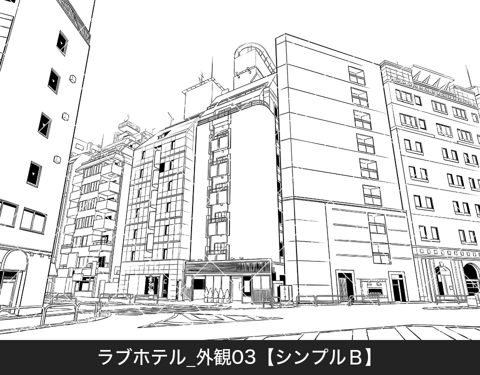 ラブホテル外観3(モブ付き)