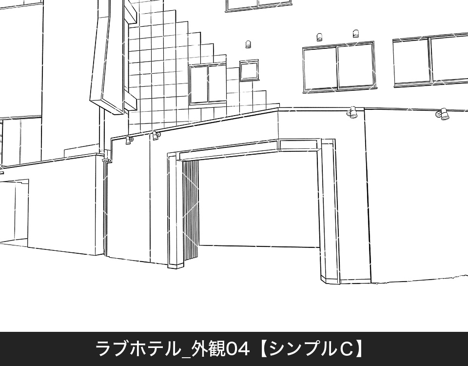 ラブホテル外観4(モブ付き)